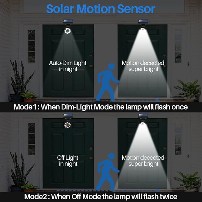 Solar Motion Sensor Light of 2, Solar Lights Outdoor Waterproof, 100-Week 100% - Image 3