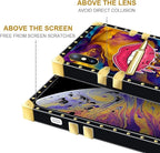 Compatible with iPhone XR Case, Cool Corlorful Lip Marble Luxury Golden - Image 7