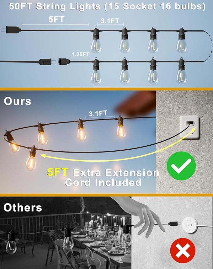 50FT LED Outdoor String Lights - Image 3