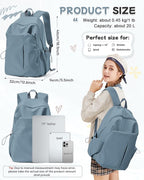 SEAFEW Small Blue Backpack for School Women Girls, Waterproof Bookbag Cute High - Image 3