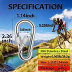 Locking Carabiner Clips, Stainless Steel Spring Snap Hook Locking Carabiner - Image 3