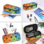 Abstract Lines Pencil Case Organizer Geometric Triangles Fluorescent Neon - Image 6