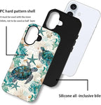 for iPhone 16 Plus Case, HH2 Ocean Sea Turtle Nautical Map Hybrid 2 Layer Hard - Image 3