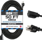 Iron Forge Cable Black Outdoor Extension Cord 50 ft, 50 Foot Outdoor Extension by IronForgeCable