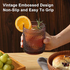 ZMOWIPDL Vintage Glassware Drinking Glasses Set of 12, Embossed Water Tumbler - Image 5