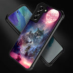 for Samsung Galaxy S21 Case, Star Two Wolfs Howling Pattern Graphic Design Girl - Image 2