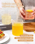 YOUBET 24PCS Plastic Hobnail Drinking Glasses - 14 Oz Clear Vintage Glasses - Image 3
