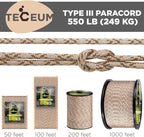TECEUM 5/32" Paracord Rope 1000 – 1000ft / 200ft / 100ft / 50ft – Tactical - Image 9