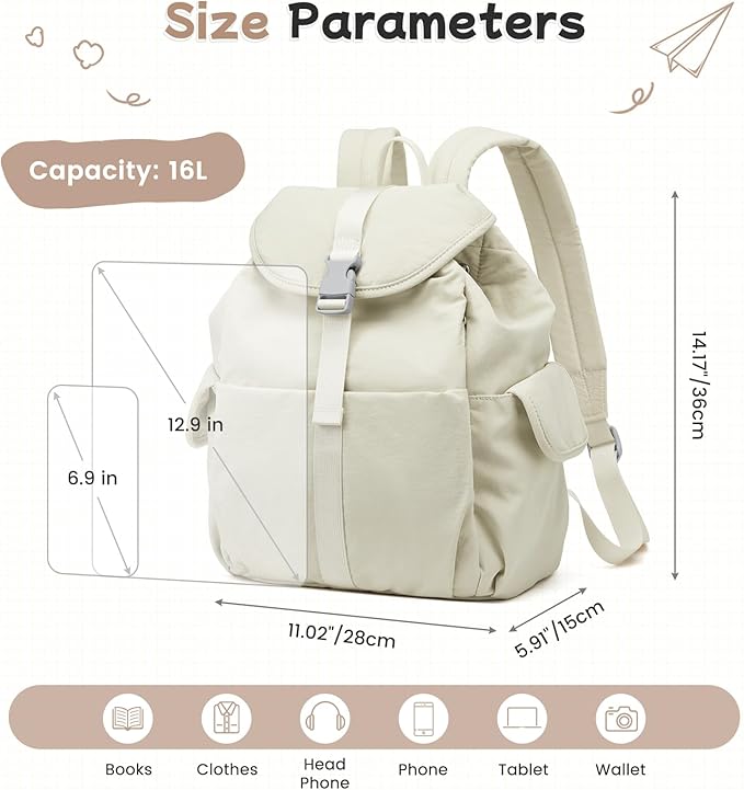 G4Free Small Backpack for Women, Nylon Casual Daypack for Work Travel Campus - Image 5