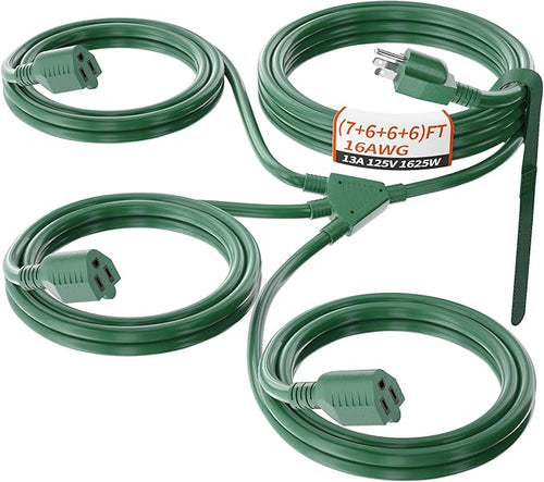 13 FT End to End 1 to 3 Splitter Outdoor Extension Cord by PlugSaf