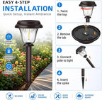 DERAYSION 8 Pack Solar Lights Outdoor, Stainless Steel Glass Solar Pathway - Image 7
