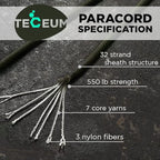 TECEUM 5/32" Paracord Rope 1000 – 1000ft / 200ft / 100ft / 50ft – Tactical - Image 2