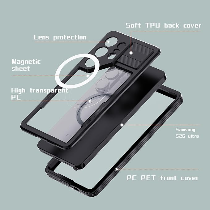 for Samsung Galaxy S26 Ultra Case, Rugged Full Body Underwater Protective Cover - Image 3