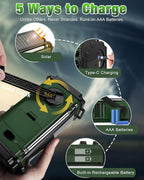 10000mAh/37000mWh Emergency Radio, Solar Radio, Hand Crank Radio, NOAA AM FM - Image 5
