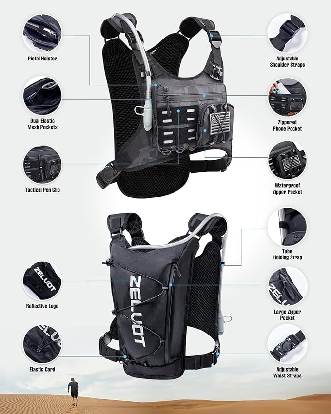 Zelvot Running Vest with 2L Water Bladder, Hydration Backpack, U.S. Original - Image 5