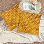 Bee Honeycomb Throw Pillow Covers 18x18 Yellow Honey Abstract Set of 2 Pillow - Image 3