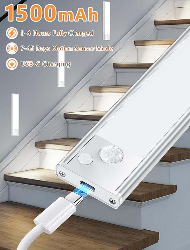 Under Cabinet Rechargeable Lighting: 8 Inch Motion Sensor Dimmable Lights Indoor - Image 4