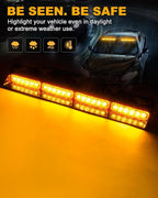 HLauto 6Z4J Emergency Dash Strobe Lights: 2x16.8 inch Amber Safety Lights - Image 3