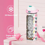 24 oz Valentine's Day Water Bottle: Meoky Stainless Steel Water Bottle - Image 3
