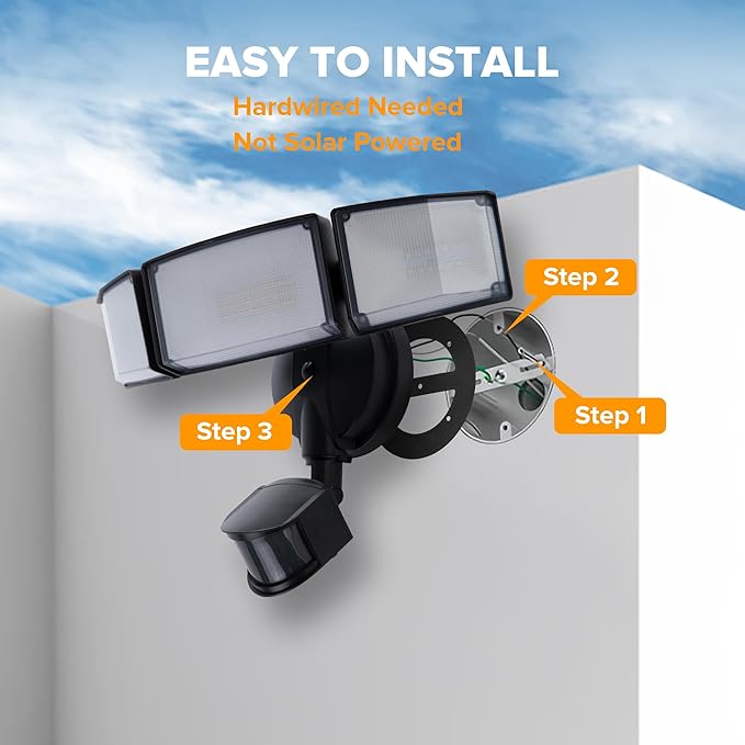 UME 49W LED Security Lights Motion Sensor Light Outdoor, 5000K Daylight - Image 7