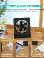 Small Desk Fan, Rechargeable USB Fan Battery Operated, Ultra Quiet, Strong Wind - Image 5