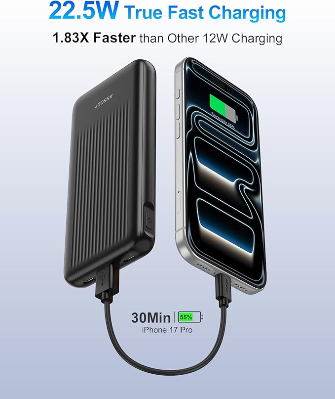 2-Pack Portable Charger, 10000mAh 22.5W Compact USB C Power Bank Fast Charging - Image 2