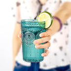 Ciaell 12 Pack Romantic Plastic Water Glasses - 14 Oz Green Vintage Drinking - Image 7