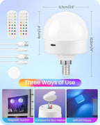 Rechargeable Light Bulbs with Remote Control, 2 Pack E12 Base Battery Operated - Image 3