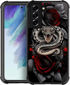 for Samsung Galaxy S22 Case, Entwined Rose Snake Pattern Graphic Design Girl by FKBRCL4U