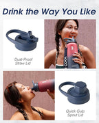 Coolflask Water Bottle with Straw, 40 oz Insulated Metal Water Flask with Straw - Image 4