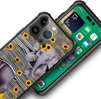 for iPhone 13 Pro Max Case, Cute Little Elephant Sunflower White Line Art - Image 3
