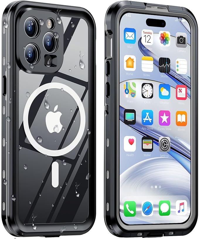 Design for iPhone 15 Pro Max Case Waterproof, Full Body Underwater Dustproof by Dewfoam