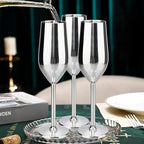 TJ Unbreakable 8 Oz Stainless Steel Champagne Flutes- Silver Champagne Glasses - Image 4