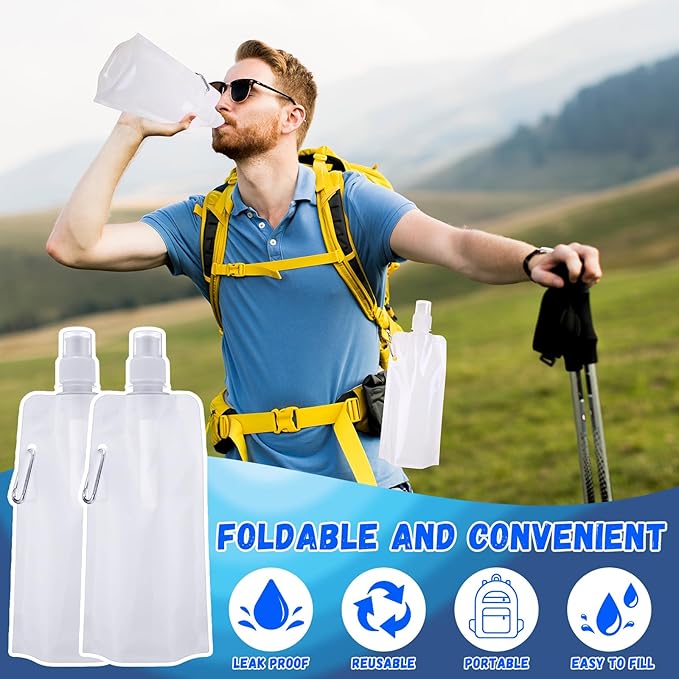 Teenyyou 48 Pack Collapsible Water Bottles Bulk 16oz Foldable Water Bottles - Image 3