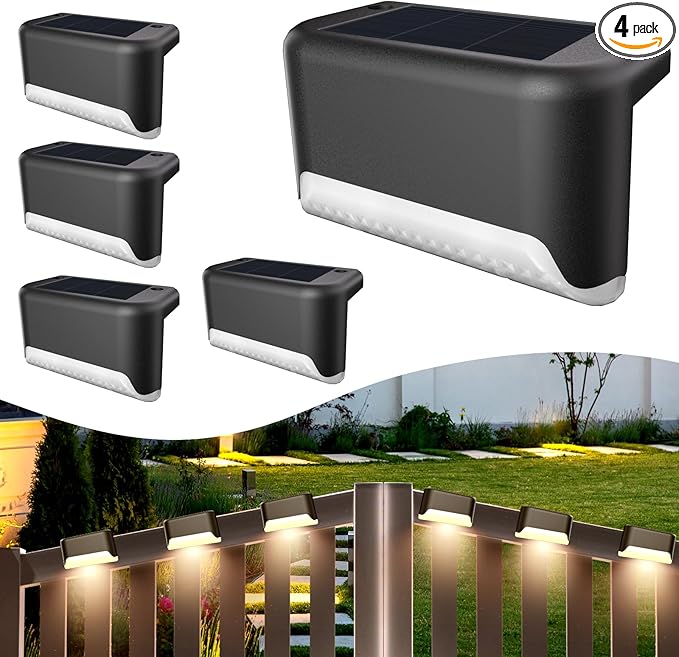 BKBB PPBB Solar Deck Lights Outdoor, Waterproof LED Solar Lights by Unknown