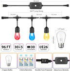 Mlambert 96Ft Outdoor Patio Lights, RGB Dimmable Cafe String Lights - Image 2
