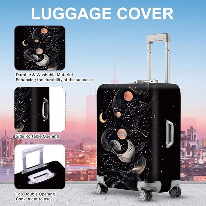 ANNA QUEEN Celestial Galaxy Luggage Cover, Moon & Stars Suitcase Protector - Image 2