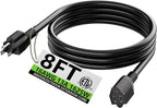 HUANCHAIN 8 FT 16 Gauge Black Indoor Outdoor Extension Cord Waterproof by huanchain