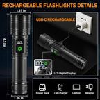 3Pack Rechargeable Flashlights High Lumens 9900FL, LED Flashlight Rechargeable - Image 3