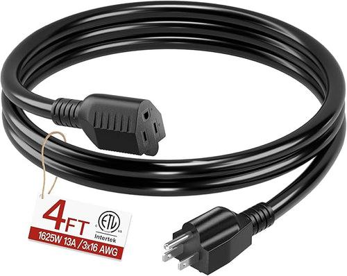 16/3 Short Extension Cord 4 FT, Indoor 3 Prong Power Cable, Suitable by Skrizcable
