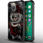 for iPhone 14 Pro Max Case, Entwined Rose Snake Pattern Graphic Design Girl Boy - Image 3