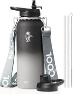 Coolflask Water Bottle with Straw, 40 oz Insulated Metal Water Flask with Straw by Coolflask