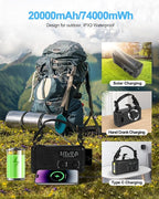 Emergency Crank Radio, 20000mAh / 74000mWh Solar Hand Crank Weather Radio - Image 6
