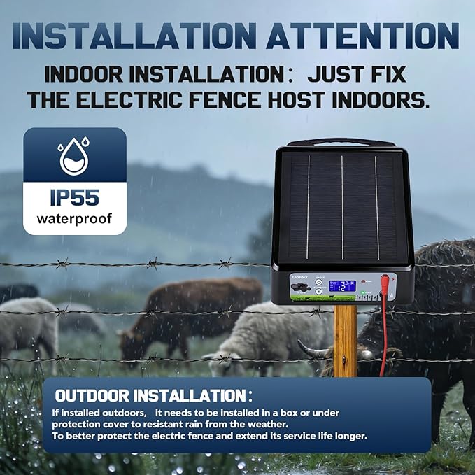 20 Miles Solar Electric Fence Charger, Adjustable Output Voltage: 6/8/10/12kV - Image 5