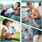 32oz Stainless Steel Water Bottle -w/Paracord Handle, Straw & Spout Lids - Image 8