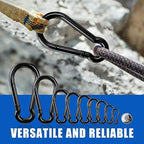 Small Carabiner Clip Hook, 1.97 inch 50 pcs Black Heavy Duty Spring Snap Hook - Image 7