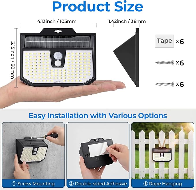 Brightever 2-Pack Solar Motion Sensor Outdoor Lights, IP65 Waterproof Solar - Image 2