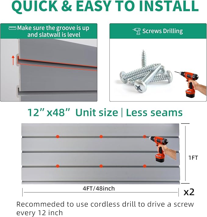 FRAYSCENT Slat Wall Paneling Garage Slat Wall Storage Systems Slatwall Panels - Image 2