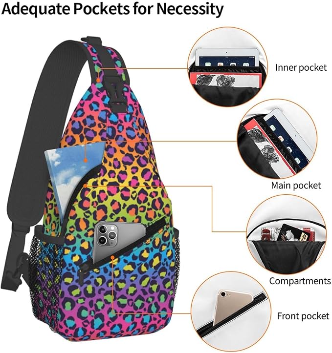 Rainbow Leopard Print Crossbody Sling Bags - Image 3