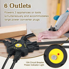 6FT 14 Gauge Outdoor Extension Cord 6-Outlet 14/3 SJTW Heavy Duty Extension Cord - Image 3